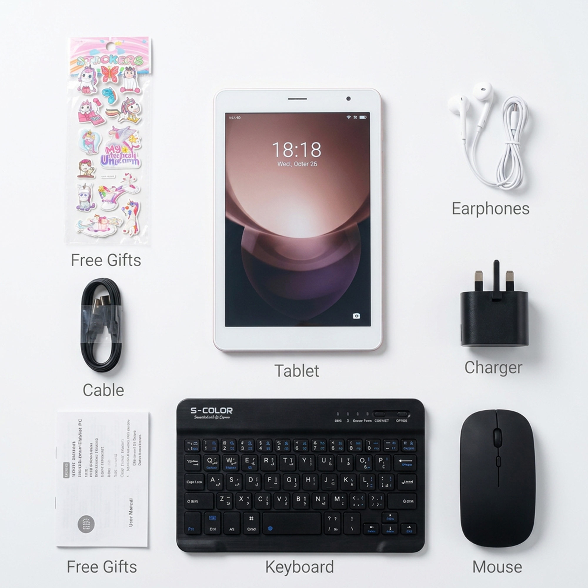 تابلت Note 5 (ضمان عام ) بكيبورد و ماوس بلوتوث + مجموعة هدايا 8بوصة - الصورة 2