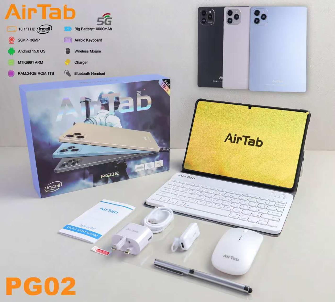 تابلت Air Tap PG02 بكيبورد و ماوس بلوتوث (ضمان عام ) + مجموعة هدايا